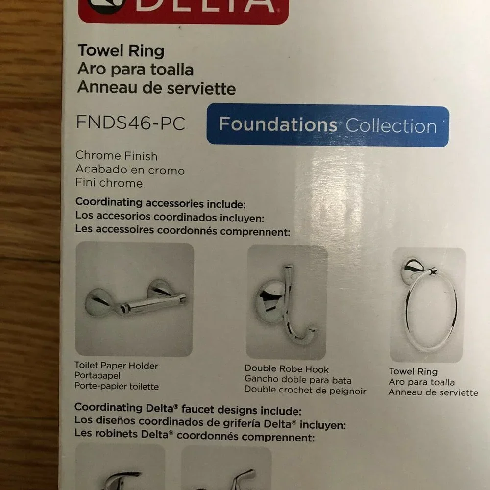 Delta FNDS46-PC Foundations Bath Towel Ring, Chrome Finish